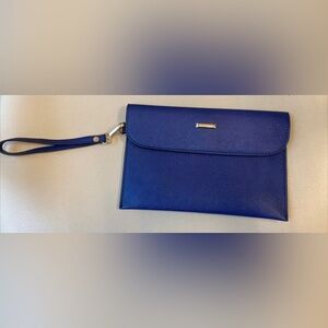 Elim & Paul Blue Faux Saffiano Leather Clutch 6 x 10